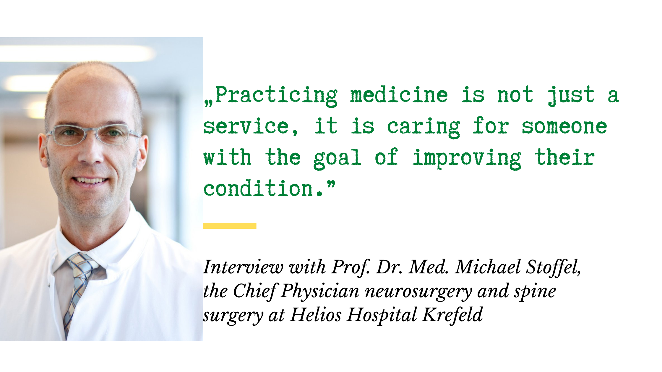 Interview with Prof. Michael Stoffel: Neurosurgery and Spine Surgery in Krefeld
